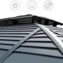 3x4m Aluminum Frame Roof Gazebo Solid Roof Party Galvanized