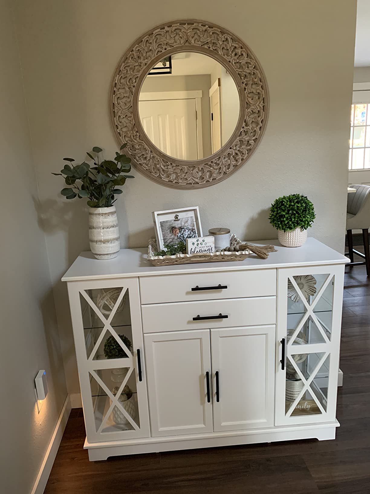 【Furniture】Wood 47 Inch Sideboard Buffet Storage Cabinet Console Sofa Table, Kitchen Dining Room Home Decor