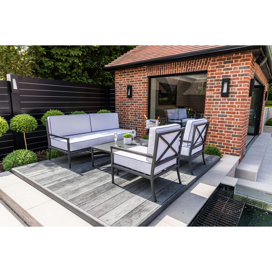 Garden furniture in aluminium, 4 pieces in Anthracite Grey – Knot Sofa Set