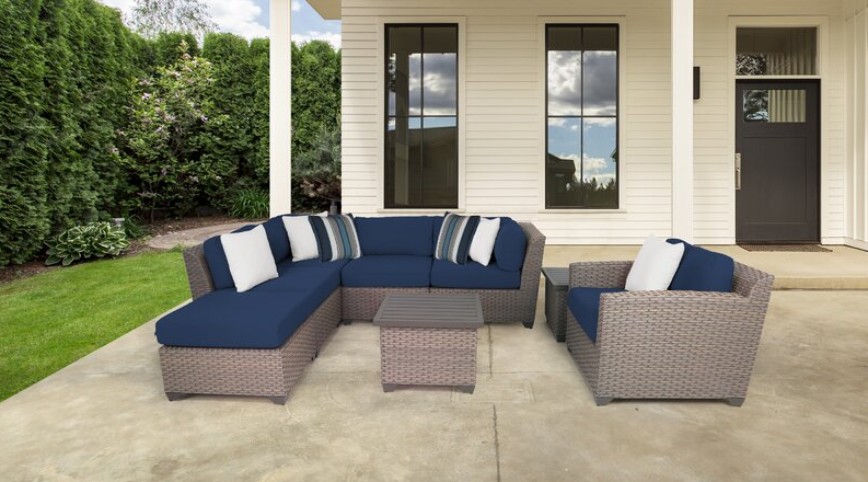 Merlyn Wicker/Rattan 6 – Person Seating Group with Cushions