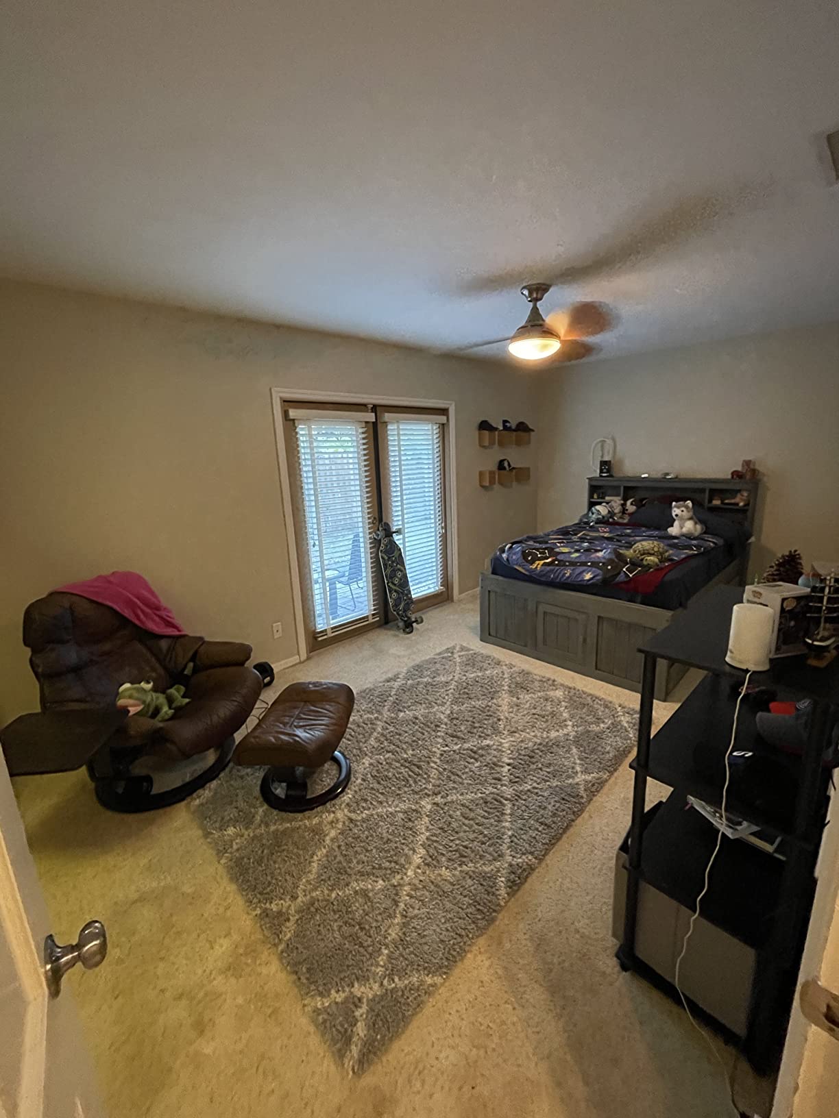 【Furniture】Charcoal Full Bookcase Bed with 12 Drawers