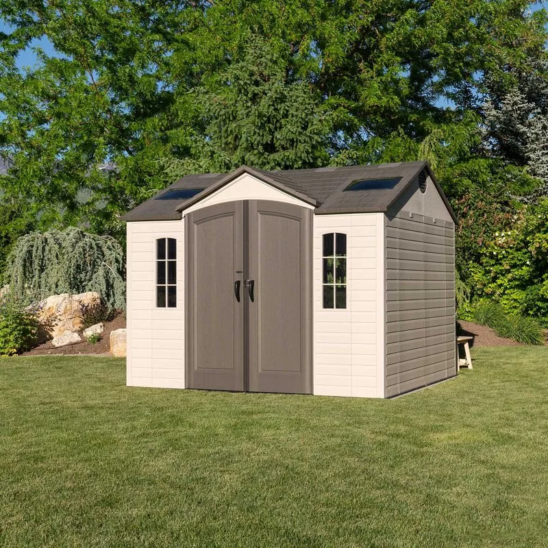 Plastic storage shed 10 ft wide X 8 ft deep; A clearance sale