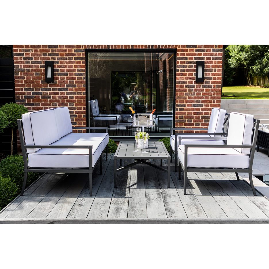 Garden furniture in aluminium, 4 pieces in Anthracite Grey – Knot Sofa Set