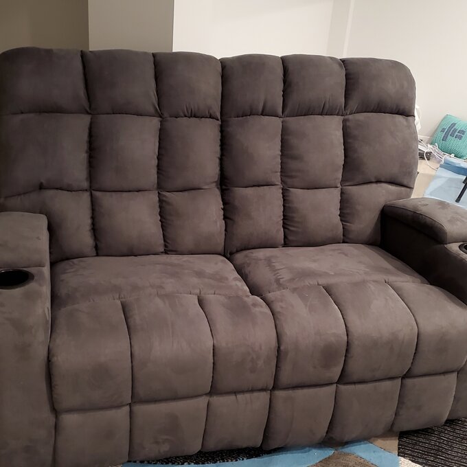 【Furniture】Grigor 57.5'' Wide Home Theater Loveseat with Cup Holder