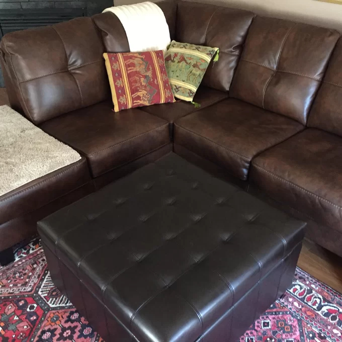 【Furniture】Francisville Vegan Leather Ottoman