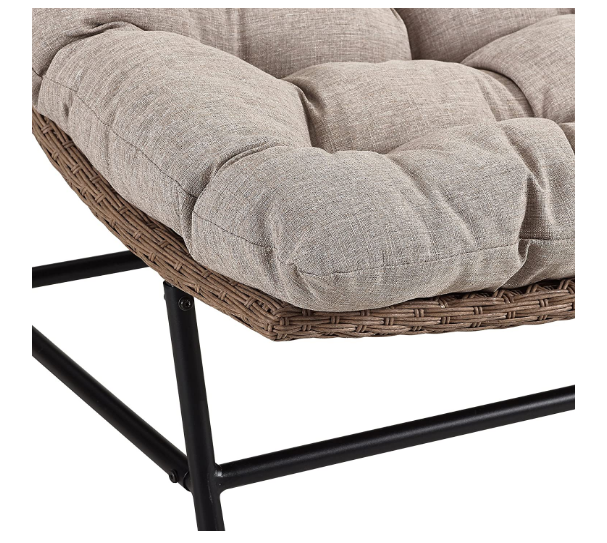 Walker Edison Estrella Modern 2 Piece Rattan Scoop Chair Set, Set of 2, Natural