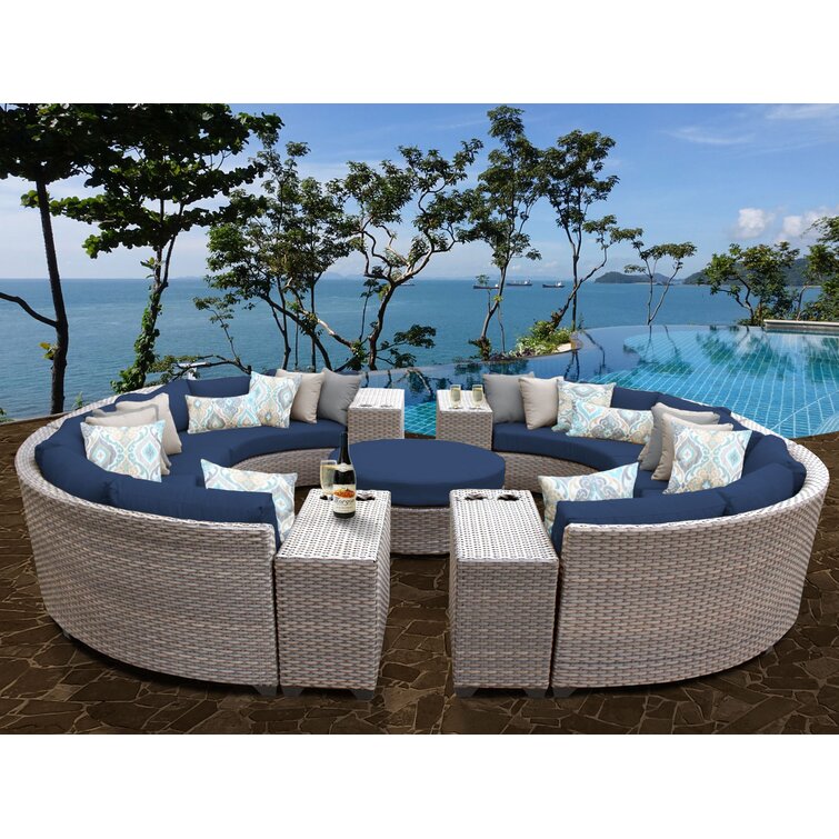 【Home&Garden】Merlyn High-Density Polyethylene (HDPE) Wicker 10 - Person Seating Group with Cushions