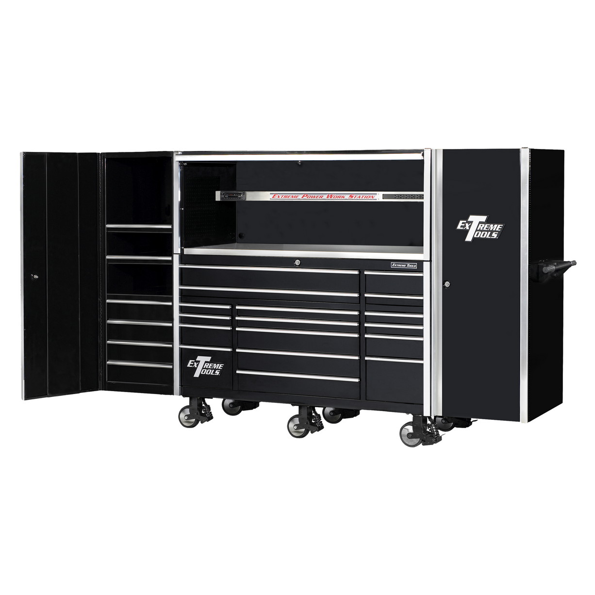 used toolbox72 29 Drawers Professional Roller Cabinet, Extreme Power Workstation Hutch & Side Cabinets & ProCasters Combo