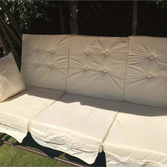 Somerset 3 Seat Swing Hammock Bed Heavy Duty Garden Bench Patio Brown Cream Seat