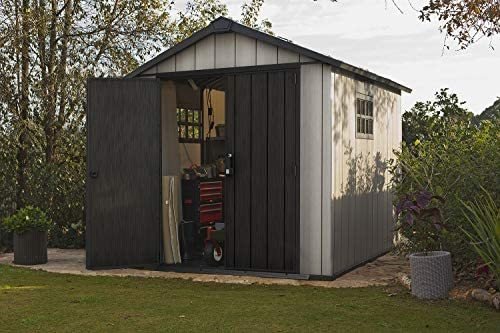 Keter Factor 8X6 Large Resin Outdoor Shed for Patio Furniture, Lawn Mower, and B