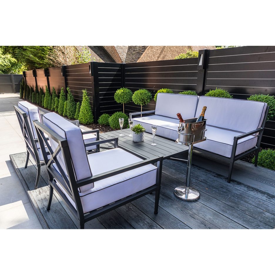 Garden furniture in aluminium, 4 pieces in Anthracite Grey – Knot Sofa Set