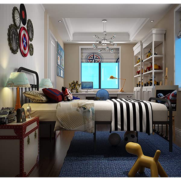 Black Metal Bed Frame Full Size with Headboard and Footboard Single Platform Mattress Base,Metal Tube and Iron-Art Bed（Full,Black） Full Black