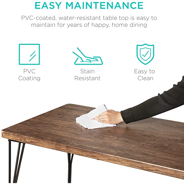 Best Choice Products 5-Piece Metal and Wood Indoor Modern Rectangular Dining Table Furniture Set for Kitchen, Dining Room, Dinette, Breakfast Nook w/ 4 Chairs - Brown