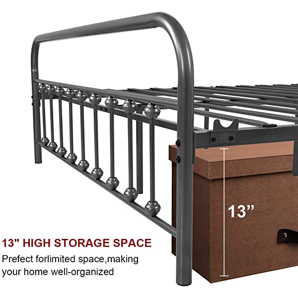 Black Metal Bed Frame Full Size with Headboard and Footboard Single Platform Mattress Base,Metal Tube and Iron-Art Bed（Full,Black） Full Black