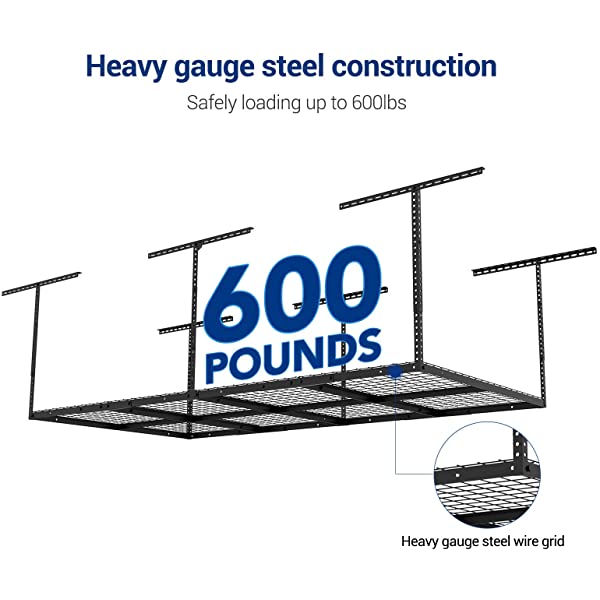 FLEXIMOUNTS 4x8 Overhead Garage Storage Rack Adjustable Ceiling Garage Rack Heavy Duty, 96