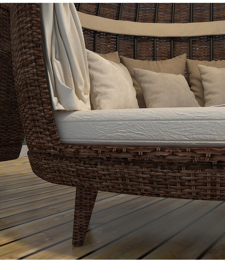 Vacation beach bed rattan bed terrace sun bed outdoor leisure birdcage sofa outdoor courtyard sun lounger