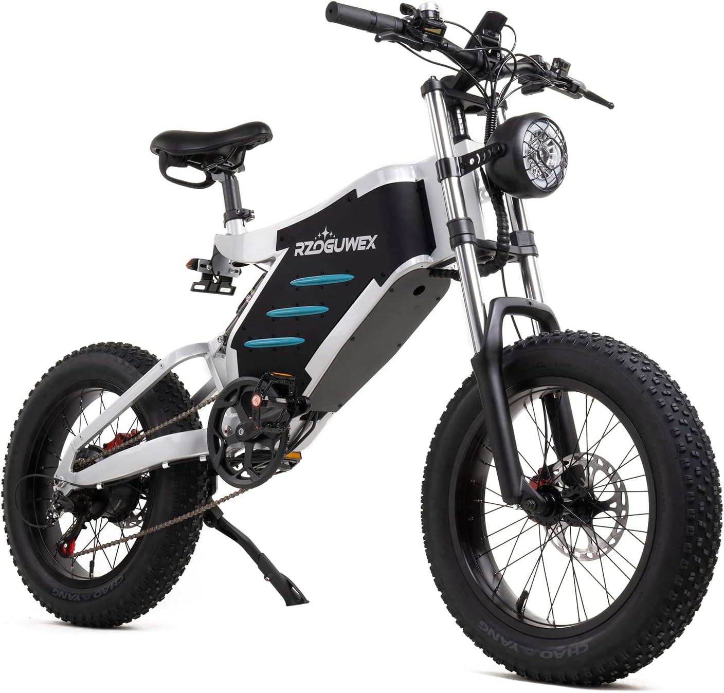 RZOGUWEX Electric Bicycle，20 Inch Off-Road EBIKE for Adults with 48V 25AH Detachable Lithium Ion Battery, 7 Speed Snow Bike with Dual Shock Absorbers and Brush-less Motor