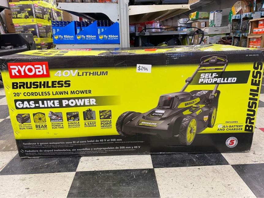 RYOBI 20 in. 40-Volt 6.0 Ah Lithium-Ion Battery Brushless Cordless Walk Mower with Charger Included