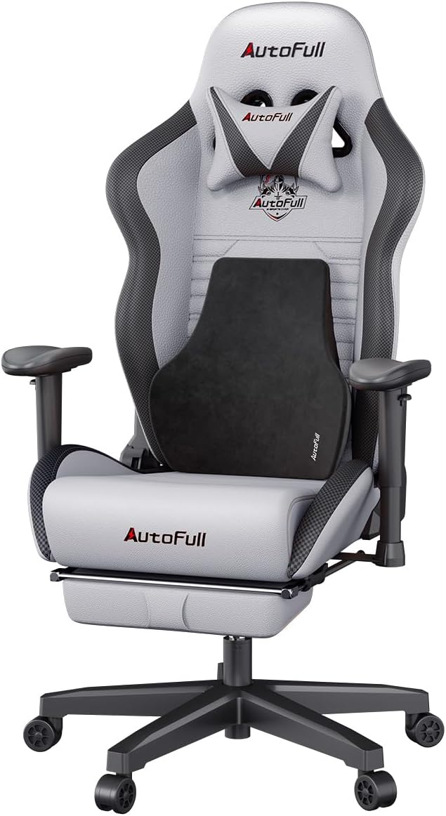 AutoFull C3 Gaming Chair Ergonomic Office Chair with 3D Bionic Lumbar Support, Racing Style Premium PU Leather Computer Chair Gamer Chairs with Footrest and Headrest(3-Years Warranty)